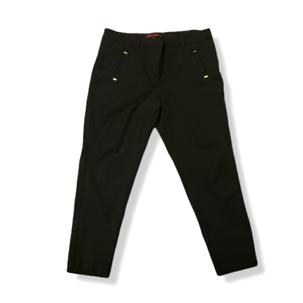 Sapphire Red Black Stretch Cropped Pants